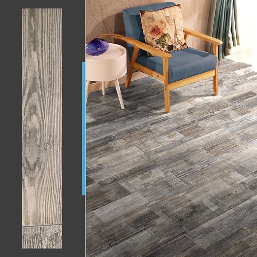 Art3d Peel and Stick Floor Tile Vinyl Wood Plank 12-Pack 18 Sq.Ft, Aged Wood, Rigid Surface Hard Core Easy DIY Self-Adhesive Flooring