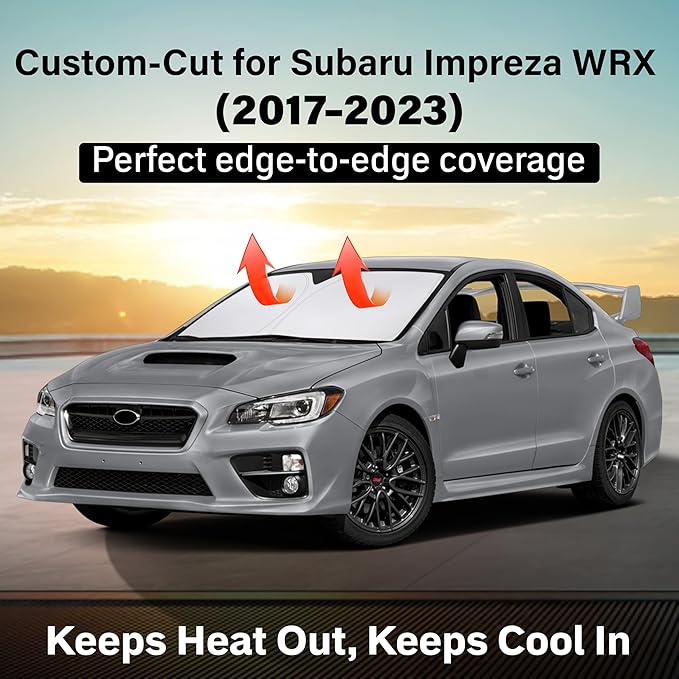 EcoNour Windshield Sun Shade Compatible for Subaru Impreza WRX 2017–2023 | Custom Fit Sedan Front Window Sunshade | Foldable UV & Heat Reflective Sun Visor