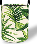 Tropical Leaves Laundry Basket Hamper 19.7"x15.8", Palm Leaf Foldable Waterproof Oxford Clothes Storage Bucket for Room Bathroom Bedroom Nursery Decor, Toy Organizer Bins Gifts for Kids Boys Girls