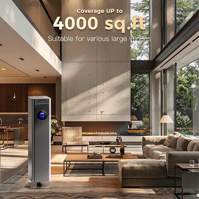 Waterless Diffuser 1500ml Large 25in Essential Oil Machine, Hotel Collection Aroma Cold Air Nebulizer, Smart APP & WiFi & Touch Control 4000 Sq. Ft for Whole House,Office,Mall (Titanium Gray)