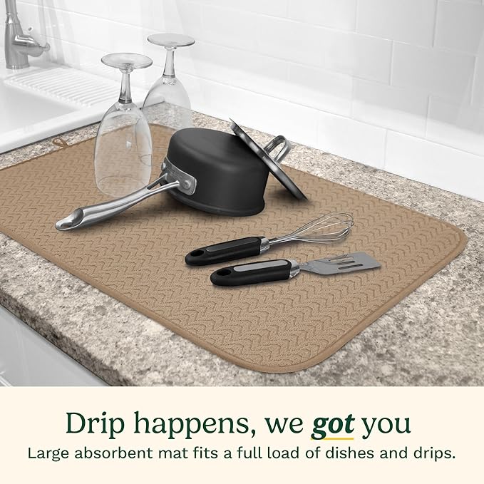 Cuisinart Dish Drying Mats for Kitchen Counter - (2) 18" x 24" Ultra Absorbent Dish Drying Mat XL - Foldable, Machine Washable, Fast Drying Dish Mat