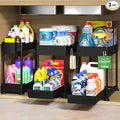 Sevenblue 3 Pack Under Sink Organizers, 2-Tier Multi-Use Kitchen and Bathroom Organizers and Storage with Sliding Drawers，Bathroom Cabinet Organizer (Black, 12.8 Inch)