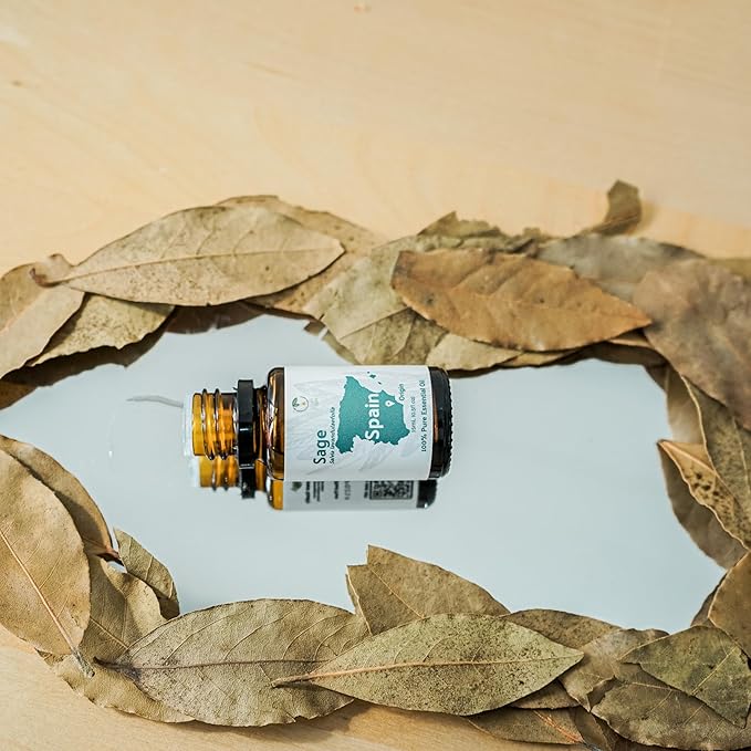 Sage Essential Oil - Direct from Essential Oils SL Spain - Steam Distilled - Aceite Esencial de Salvia for Aromatherapy, Massage, Diffuser, DIY Candle and Soap Making - 15ml