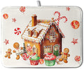 Christmas Gingerbread Man Drying Mat for Kitchen Counter Winter Cute Gingerbread House Candy Cane Cookies Dish Drying Mats Xmas Holiday Dish Drainer Mats Absorbent Reversible Drying Pad 18x24 Inch