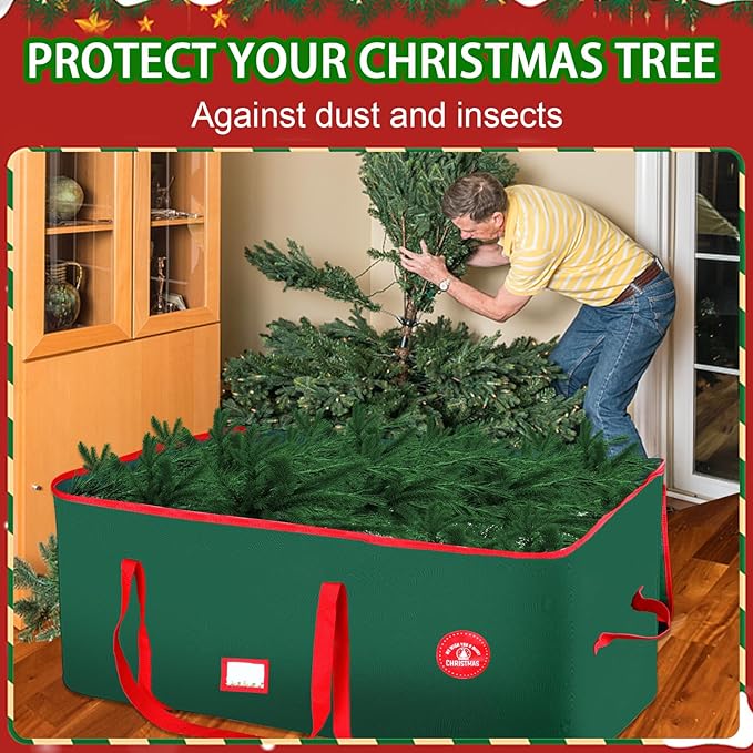 Christmas Tree Storage Bag 7.5Ft Tree Storage containers Bags 2 Piece Set with Small Storage Bag for Xmas Decorations (Red)