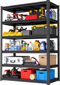 Garage Shelving Unit, Heavy Duty Metal Adjustable Storage, Steel Shelves, Industrial Shelves for Heavy Tools and Equipment, Ideal for Garage, Basement, Black (6-Tier, 77.4" H x 47.2" W x 23.6" D)