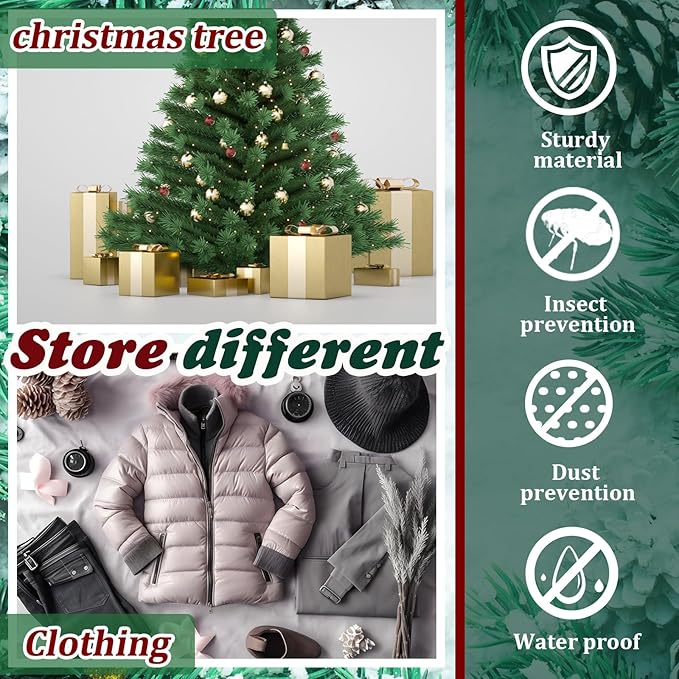 Paterr 4 Pack 7.5 ft Christmas Tree Storage Bags 600d Oxford Heavy Duty Waterproof Disassembled Holiday Tree Storage Box Container with Handles and Zippers(Red)
