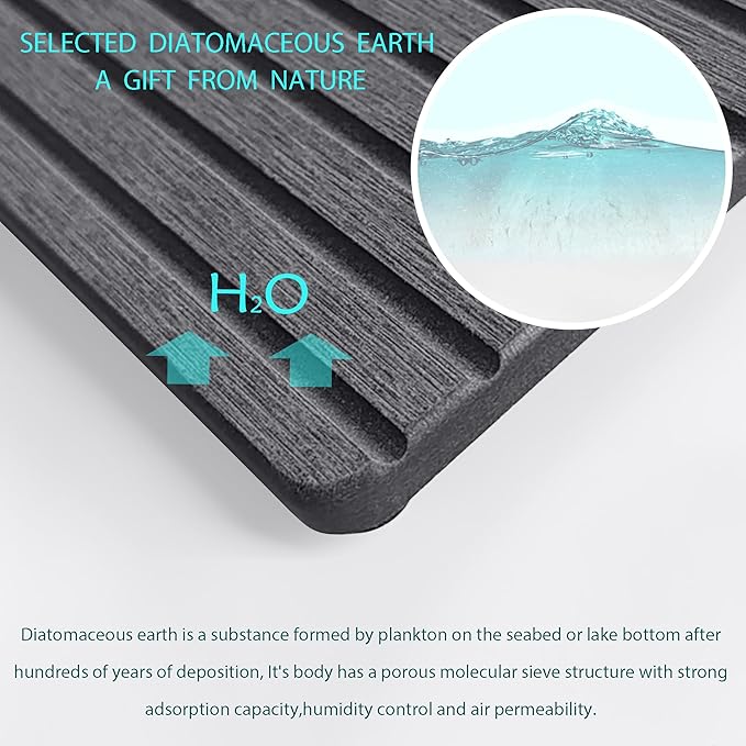 NiuYichee 2 PCS Water Absorbent Diatomite Coasters (7.1" x 3.5"), Grooved Design, Water Absorbing Stone Used for Hand Soaps & Plants & toiletries in The Modern Home