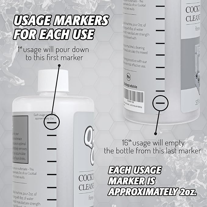 Quick & Clean Cocktail Machine Cleaner & Descaler - Made in the USA - Cleaner & Descaler for At-Home Cocktail Machines - Removes Mineral & Limescale Buildup