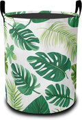 Tropical Palm Leaves Laundry Hamper Large Canvas Fabric Lightweight Storage Basket/Dirty Clothes Collapsible Waterproof for College Dorms, Boys and Girls Bedroom,Bathroom