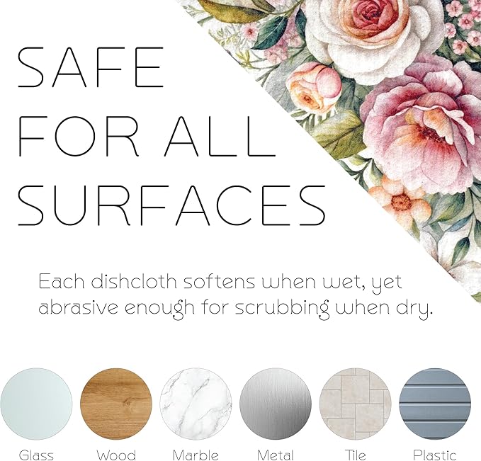 YAY NOVELTY Swedish Dishcloths - 12 Pack | Made in Germany | Ultra-Absorbent, Reusable Cellulose Sponge Cloths for Kitchen | No-Odor, Eco-Friendly Cleaning Wipes | Water-Based Ink | Leaves