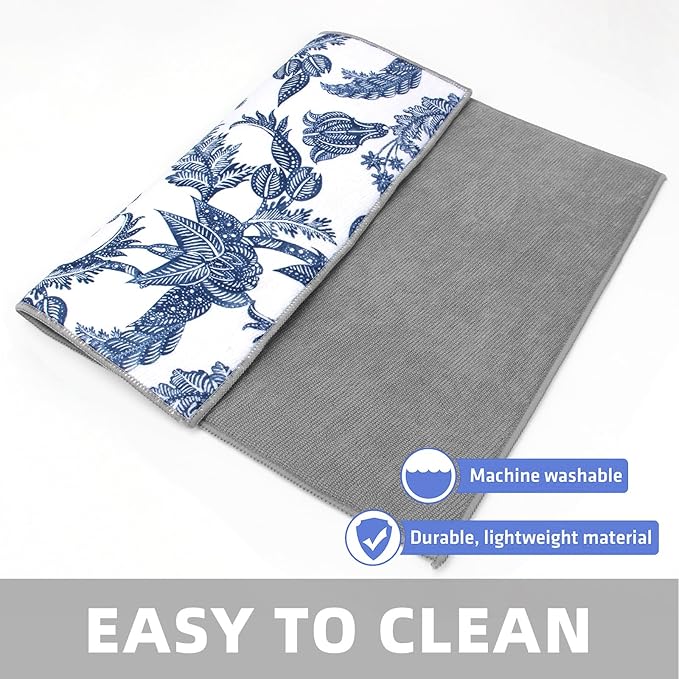 FULL BE DARE Dish Drying Mat Floral Print Microfiber kitchen drying mat, 20x15 inches, Dish Drying Mats for Kitchen Counter, Super Absorbent, Anti-Slip, Fast Drying, Kitchen Must-Have