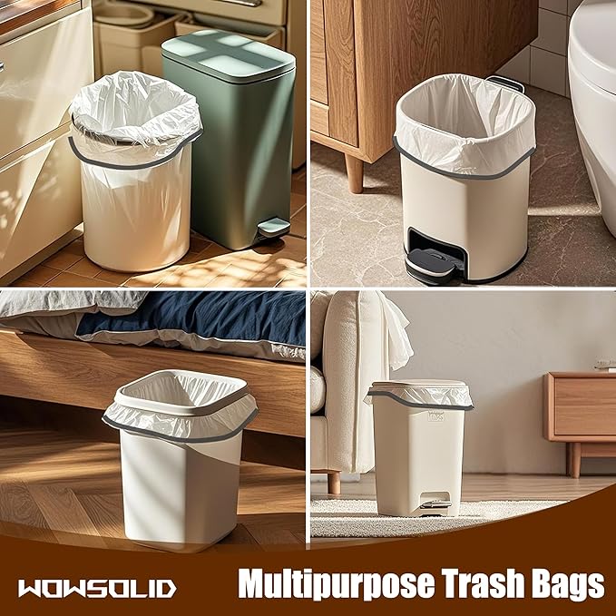 Small Trash Bags 4 Gallon with Drawstring, 360 Count 1.2 Mil Thick Small Garbage Bags by WOWSOLID, Fit Liners 10-15 Liter, 3.5-4.5 Gal, Mini Trash Can Bin for Bathroom, Kitchen, Bedroom, Office