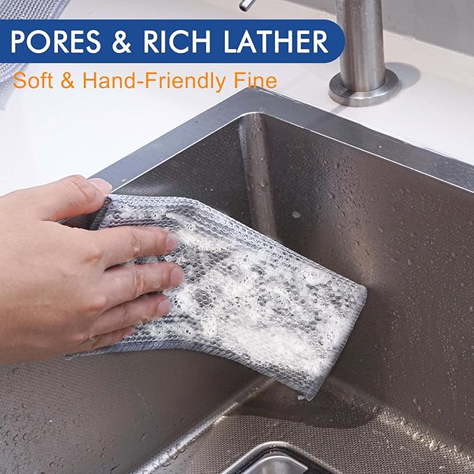 100 Pairs Multipurpose 3-Layer Thickened Steel Wire Dishwashing Cloth – Non-Scratch Metal Cleaning Rag for Wet & Dry Surfaces,Long-Lasting Reusable Kitchen Scrubber for Pots, Pans, and Cookware