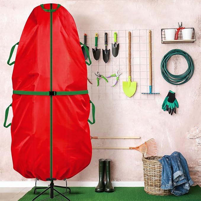 Jumbo Upright Christmas Tree Storage Bag, Upright Christmas Tree Storage Cover With Zipper & Adjustable Straps,Tear Resistant Upright Storage Christmas Tree Cover for 7.5 Foot Assembled Christmas Tree