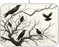 Halloween Raven Dish Drying Mat for Kitchen Countertop 18x24 Black Bat Spooky Large Drying Mat Reusable Quick Dry Dish Sink Mats Easy Clean Decorative Essentials