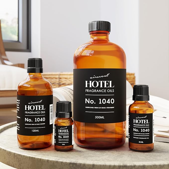 AirScent 50 Central Park Ritzy Hotel Fragrance No. 1040 - Elderflower Fresh Cut Grass Strawberry - Hotel Diffuser Oil for Ultrasonic and Waterless Diffusers and Crafting - 10 mL, 0.34 fl oz Bottle