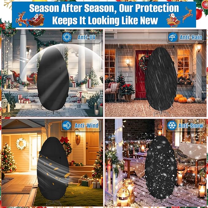 SIRUITON Upright Christmas Tree Storage Bag for 9 ft Tall,Heavy Duty 600D Oxford Fabric Vertical Xmas Storage Bags,Waterproof & Tear-Resistant Christmas Tree Cover with UV Protection