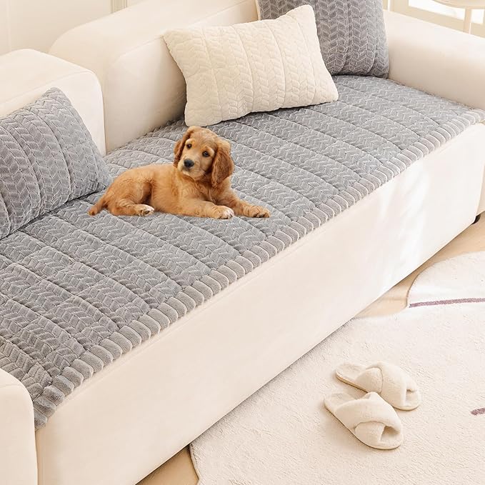 Pet Couch Cover Protector Sofa Covers for Pets Washable Non Slip Couches and Sofas Dog Mat (Grey, 27.6" x 82.7")