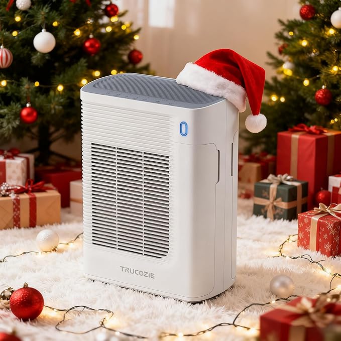 Trucozie T356 Air Purifier for Home Large Room Bedroom Up to 1937 Ft² in 1 Hr With Double-sided Air Inlet, Air Quality and Light Sensors, HEPA Sleep Mode for Allergies, Dust, Smoke, Pet Hair, White