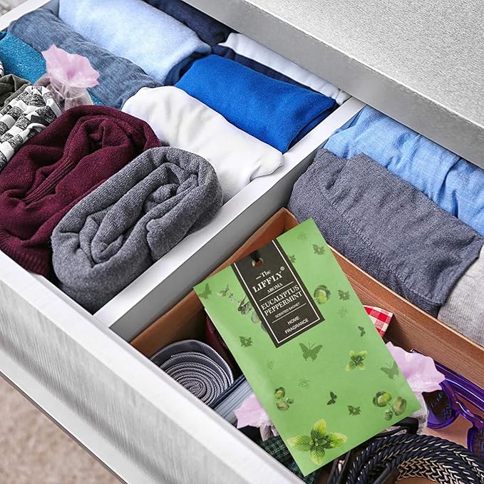 LIFFLY 14 Packs Eucalyptus Peppermint Scented Sachets Bag fit Drawers and Closets Long Lasting
