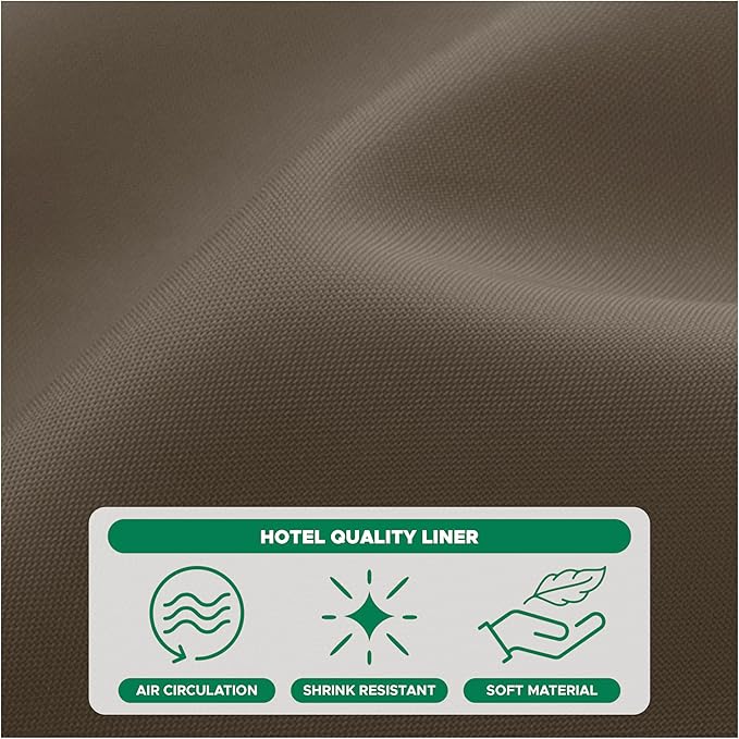 Biscaynebay Hotel Quality Fabric Shower Liners 72 Inch by 72 Inch, Taupe Water Resistant Bathroom Curtains Rust Resistant Grommets Top Weighted Bottom Machine Washable
