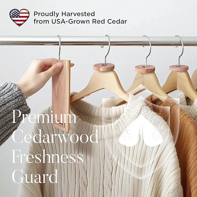 WAYHOME Cedar Blocks for Clothes Storage – 40 Pack Natural Red Cedarwood Closet Set with Cedar Blocks, Rings & Sachets for Drawers, Closets, Shoe Racks, Shelves & Storage