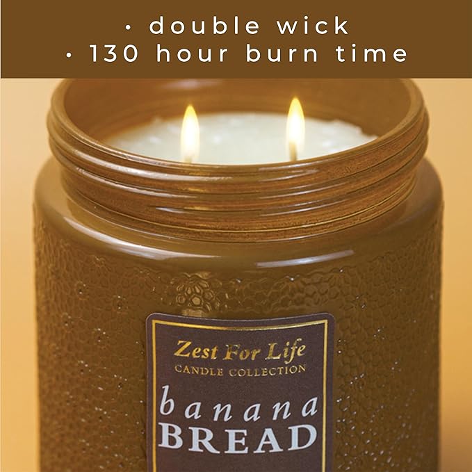 A Cheerful Giver - 28oz Large Scented Candle Jar with Lid- Zest for Life - 130 Hours of Burn Time, Gift for Women (Large, Banana Bread)