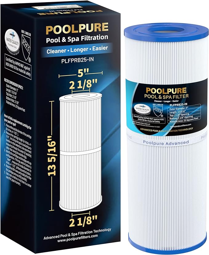 POOLPURE PLFPRB25-IN Hot Tub Filter Replace Unicel C-4326, Guardian 413-106, Filbur FC-2375, FC-2370, 3005845, 17-2327, 100586, 33521, 25392, 817-2500, 5X13 Drop in Spa Filter 1 Pack