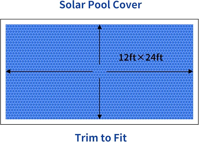 BigXwell Solar Pool Cover, Blue 16-mil 12 x 24 Foot Rectangle Solar Blanket for In-Ground Pools, 1600 Series Heavy-Duty Insulating Pool Heater Covers for Swimmer