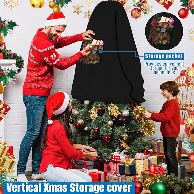 SIRUITON Upright Christmas Tree Storage Bag for 9 ft Tall,Heavy Duty 600D Oxford Fabric Vertical Xmas Storage Bags,Waterproof & Tear-Resistant Christmas Tree Cover with UV Protection