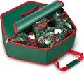Christmas Wreath Storage Container - 30" Sturdy Hard Shell Christmas Wreath Storage Bag with Interior Pockets, Dual Zipper and Handles, Premium Wreath Storage Organizer Box