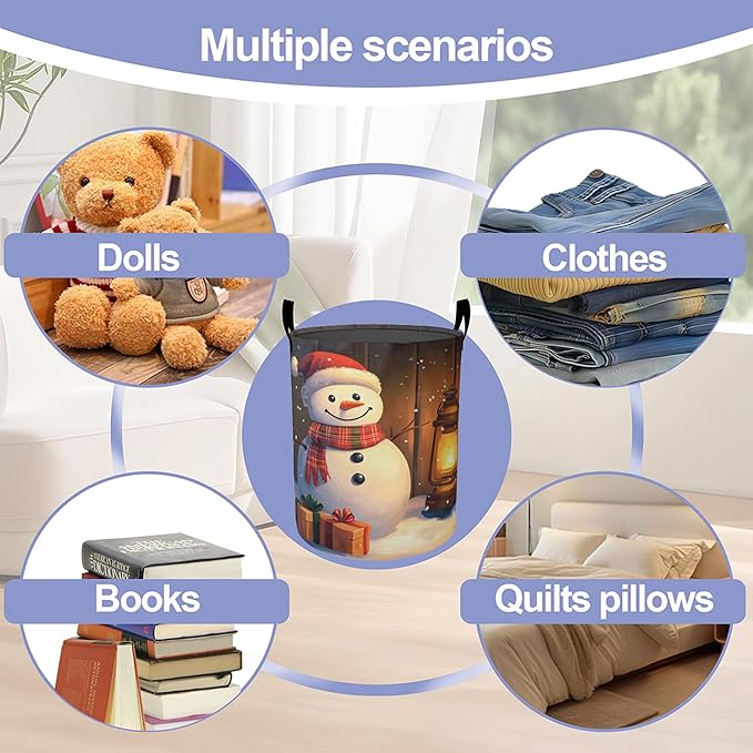 Laundry Basket-Christmas Snowman Foldable Waterproof Oxford Cloth Funny Tote Bag Laundry Hamper Clothes Storage Bucket Organizer For Bathroom/Laundry Storage/Bedroom Storage Basket