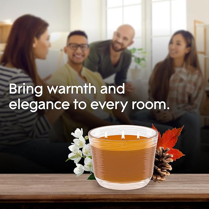 Glade Cashmere Woods, Fragrance Candle Infused with Essential Oils, Air Freshener, 3-Wick Candle, 6.8 Oz, 3 Count