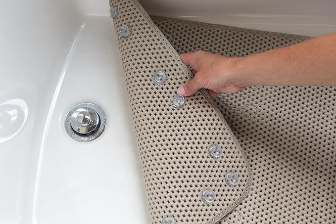 Duck Brand Clorox Cushioned Foam Bath Mat for Tubs, Non-Slip with Suction Cups, 17 Inches x 36 Inches, Taupe