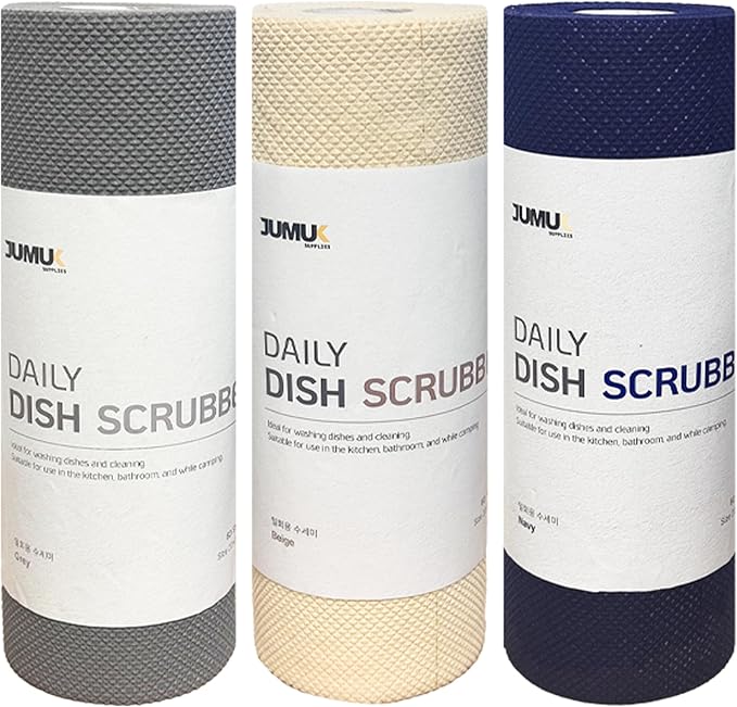 Jumuk Supplies Daily Dish Scrubber Sheet Non-Scratch Household Disposable Cleaning Sponges | Recyclable, Eco-Friendly & Perfect for Kitchen, Home Cleaning and Outdoor Use (3, Mix)