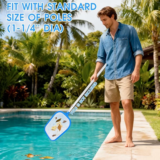 New Diamond Netting Fine Mesh Pool Skimmer Net for Hot Tub Spa Handy Leaf Skimmer for Pools Fit with Standard Size 1-1/4'' Pole