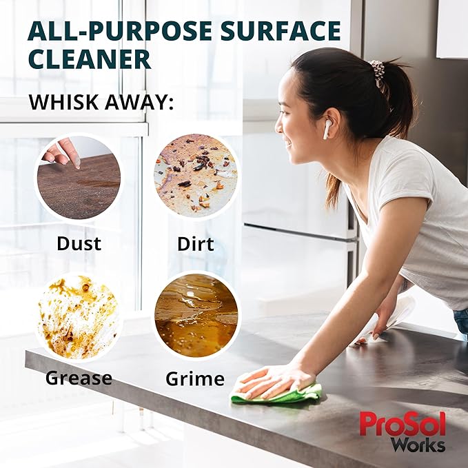 PROSOL WORKS All Purpose Cleaner Cleaning Spray 16 oz - Multi Surface Cleaner Use to Clean Counters, Wood, Stone, Tile, Fabric, Tub & Appliances Revealing Natural Shine & Refreshing Scent