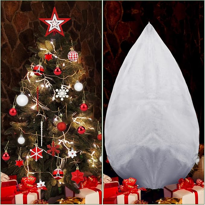 ONESING Upright Christmas Tree Storage Bag, Christmas Tree Cover with Zipper and Adjustabel Straps, 9FT x 6FT Tear Resistant Tree Bags for Storage Under 7.5Ft Assembled Trees-White