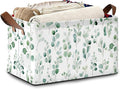 Eucalyptus Storage Basket,Leaves Collapsible Storage Bin Cubes for Living Room Bedroom Blankets Home Storage 17x11.5x10Inch