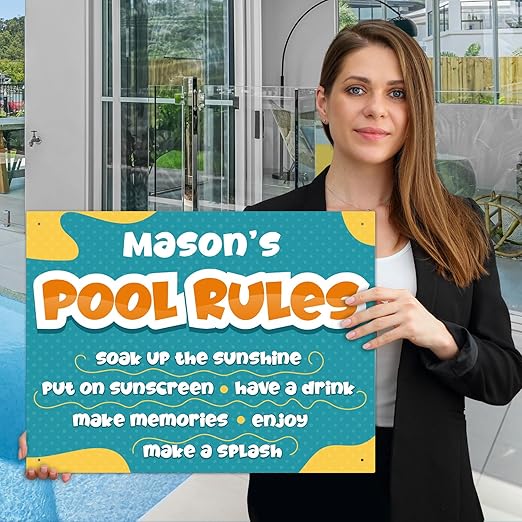 Custom Pool Sign, Pool Rules Soak Up The Sunshine for Pool Décor Sign, 18x24 Inches, Rust Free .063 Aluminum, Fade Resistant, Made in USA by Sigo Signs