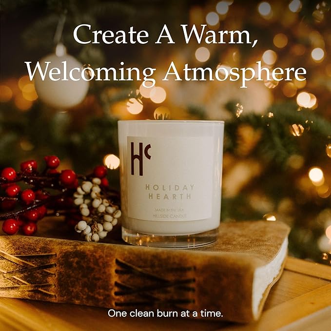 Holiday Hearth Single Wick Soy Candles, Luxury Scented Candles for Home - Up to 60 Hour Burn Time, Cruelty-Free Soy Wax Blend - Frosted Sugar Plum & Cinnamon Fragrance (9 oz)
