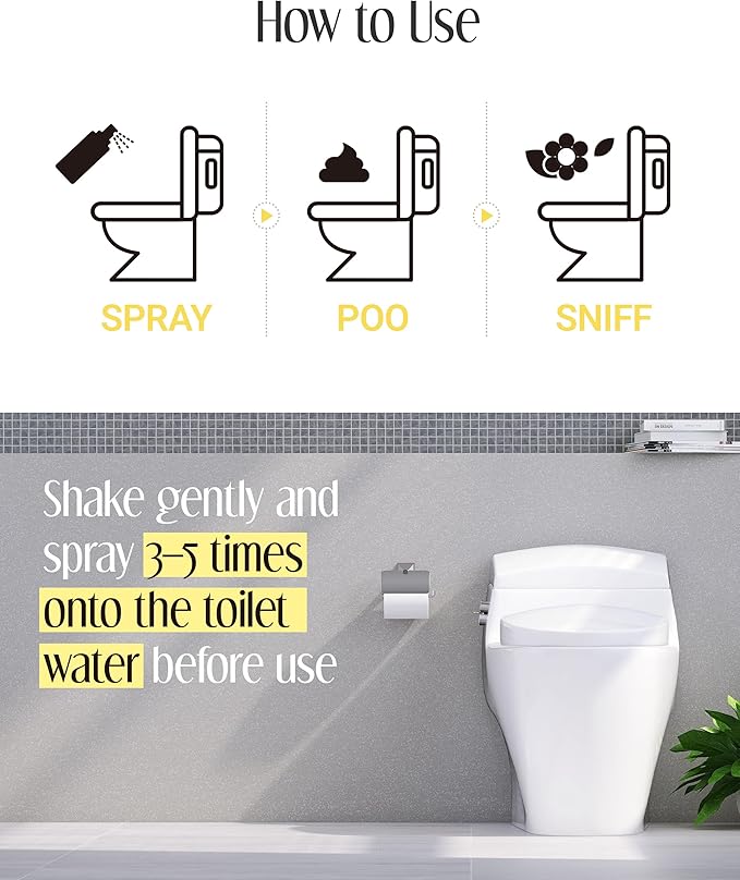 Pre-Poop Aromatic Bathroom Toilet Spray, Potty Deodorizer, Neutralize Bad Odors - Blooming Flowers Scent, Essential Oils (1.69 fl.oz. 2 Pack)