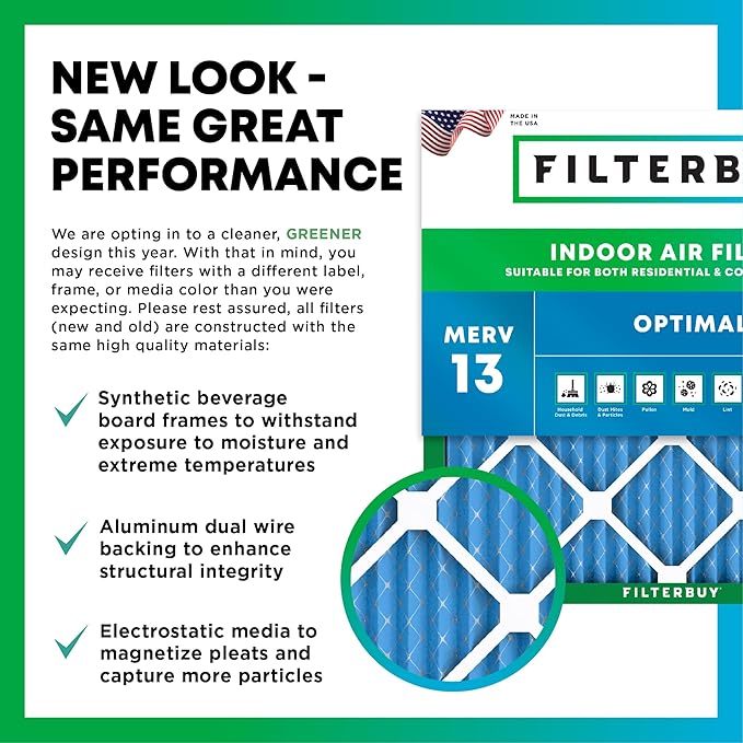 Filterbuy 16x28x1 Air Filter MERV 13 Optimal Smoke & Allergy Defense (1-Pack), Electrostatic Pleated HVAC AC Furnace Filters Replacement, Made in USA (Actual Size: 16.00 x 28.00 x 0.75)