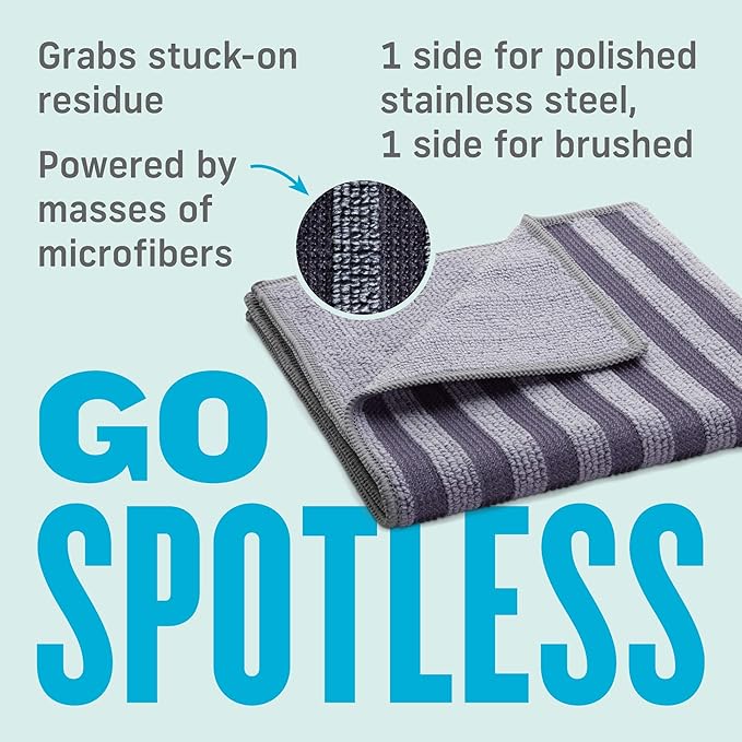 E-Cloth 5-pc Kitchen Bundle, Microfiber Cleaning Cloths Set with Dish Scrubber, Ideal Spotless Cleaner for Granite, Marble, Kitchen, Sink, Dish and Stainless Steel Pot and Pans, 100 Wash Promise