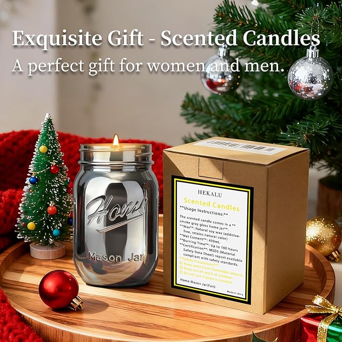 Scented Candle Smoke Gray Sands Scented, Classic 22oz Large Jar Single Wick Candle, Over 110 Hours of Burn Time, Perfect for Creating Relaxing Atmosphere (Lavender)