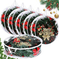 Shappy 6 Pieces Christmas Wreath Storage Container 30 Inch Wreath Plastic Storage Bags with Dual Zippers and Handles for Xmas Thanksgiving Holiday Artificial (Clear)