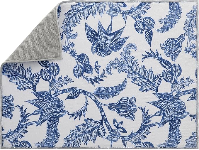 FULL BE DARE Dish Drying Mat Floral Print Microfiber kitchen drying mat, 20x15 inches, Dish Drying Mats for Kitchen Counter, Super Absorbent, Anti-Slip, Fast Drying, Kitchen Must-Have