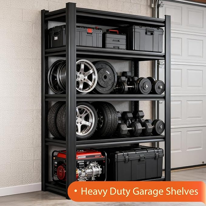 CXDMB Metal Storage Shelves Unit,5-Tier Adjustable Heavy Duty Garage Shelving,3000LBS Garage Storage Industrial Shelves,Storage Racks,Steel Shelf Suitable for Shop,Warehouse,Basement
