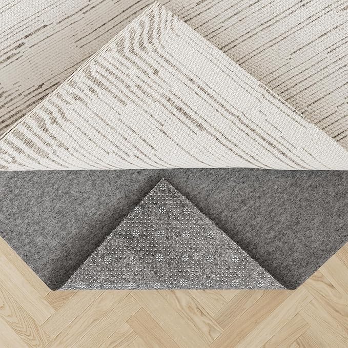 COMFYPAD Felt Rug Pad with Gripper Dots, 8x10 Ft Non-Slip Rug Underpad with PVC Backing, 1/6" Thick Cushioned Carpet Pad Gripper for Hardwood Floors, Vinyl & Tile, Under Rug Padding Floor Protection
